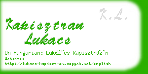 kapisztran lukacs business card